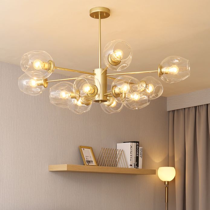 Starburst Chandelier Light Fixture Modern-Style Glass Living Room Ceiling Chandelier in Gold