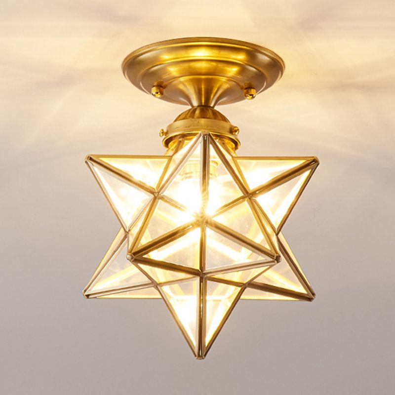 Colonical Creative Star - Lámpara de techo individual de cobre con pantalla de cristal