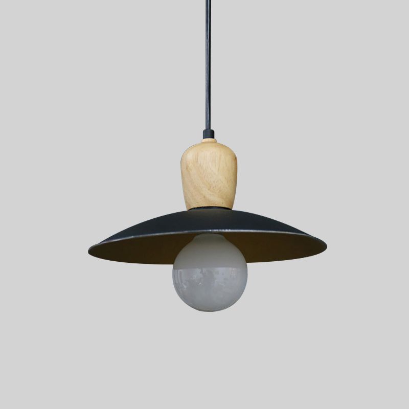 Noordse vliegende schotel hanglamp ijzer een enkele lamp woonkamer slinger licht in wit/zwart-hout
