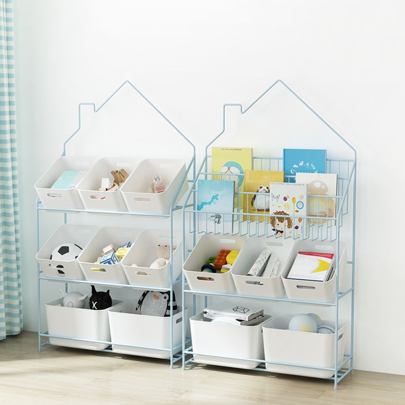 Modern Metal Bookshelf Etagere Open Shelf Bookcase in Black/White/Blue/Green/Pink