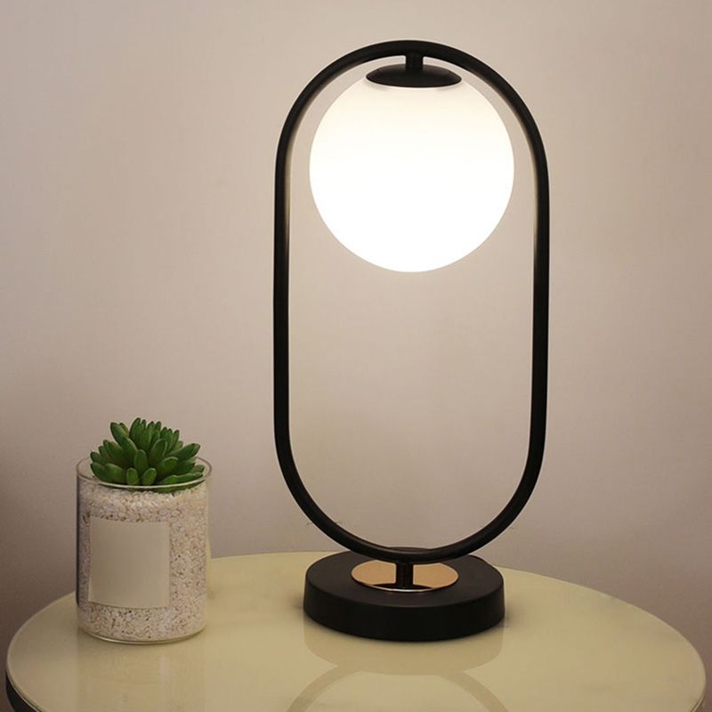 Milk Glass Spherical Night Stand Light Nordic 1 Head Table Light for Bedroom