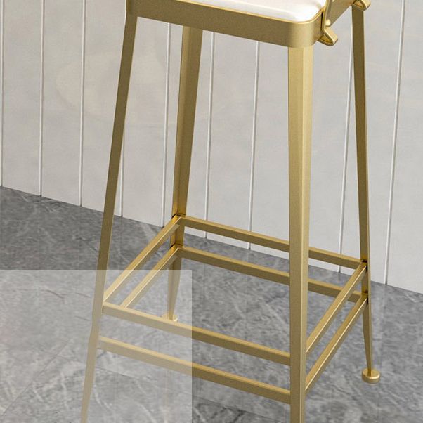 Glam Backrest Armless Counter Stool Iron Bar Stool with Cushion and Pedal for Cafe