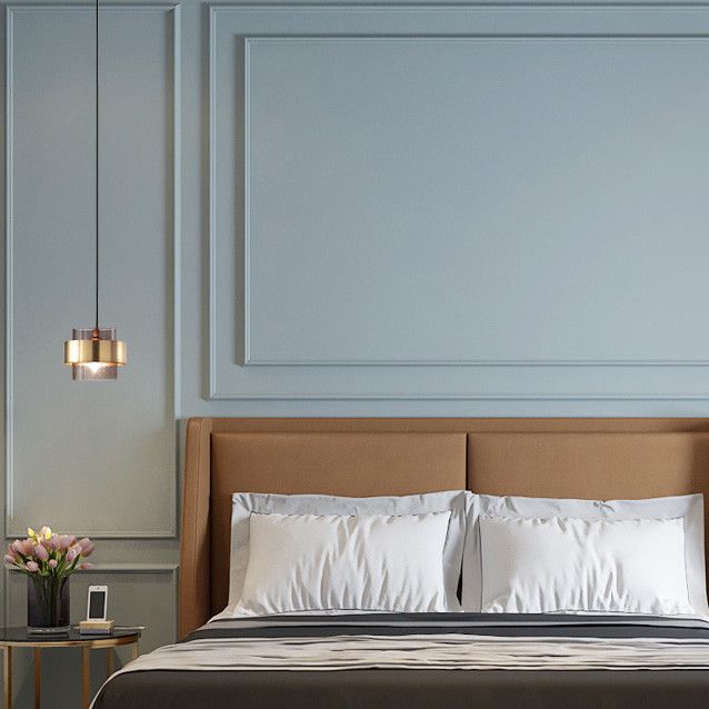 Moderno conciso conciso cilindrico a sospensione a sospensione di ferro da ferro con tonalità di vetro fumato