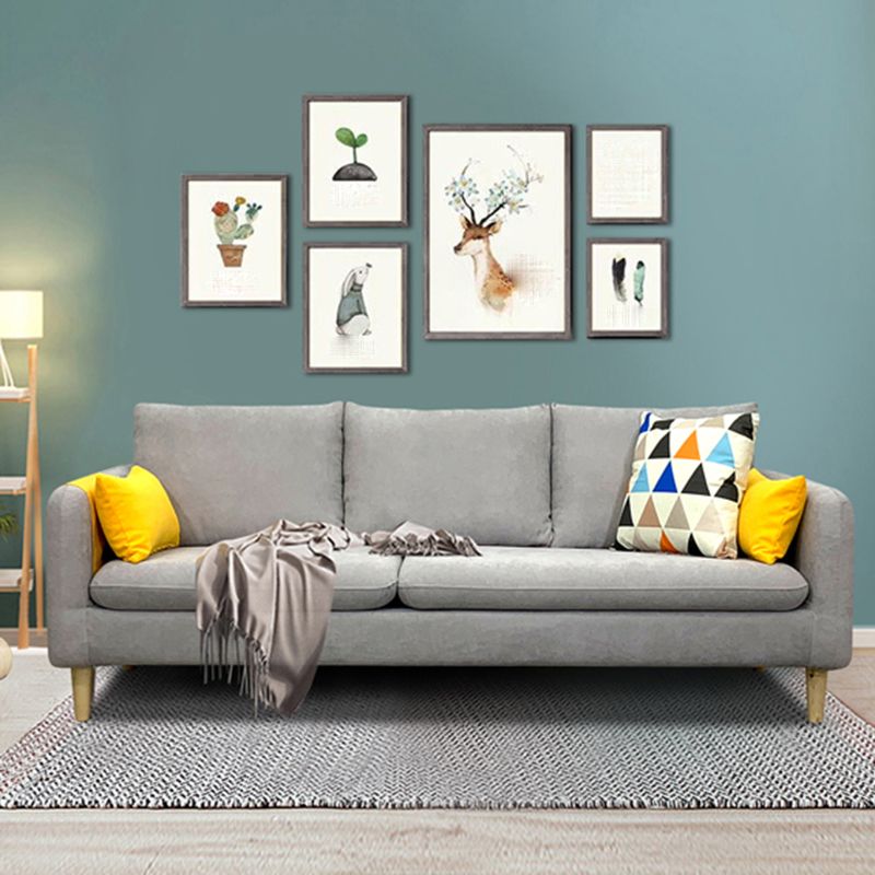 Linen Modern Sofa 30"W Square Arm Sofa for Living Room with Storage