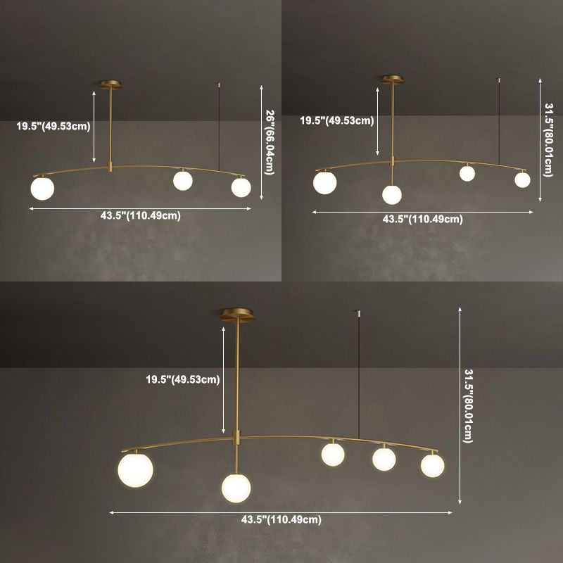 Contemporary Island Light Sphere Glass Island Chandelier Lights in Gold