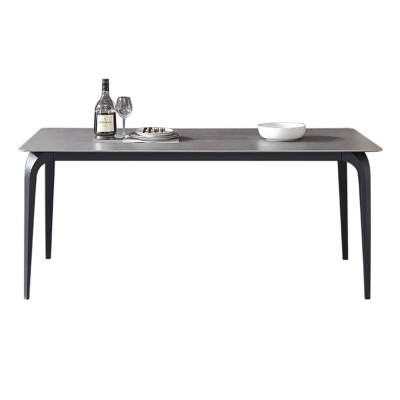 Contemporary Rectangle Dining Table Sintered Stone Dining Table with 4 Black Legs