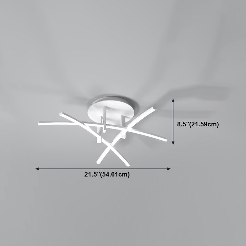Style simple linéaire Semi Flush Fush Multi-Head Bedroom Plafond Éclairage avec une teinte acrylique