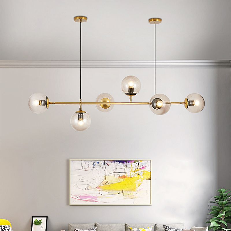 Nordic Dining Chandelier Lamp Dining Room Modern Glass Shade Ceiling Hanging Lamp Fixture