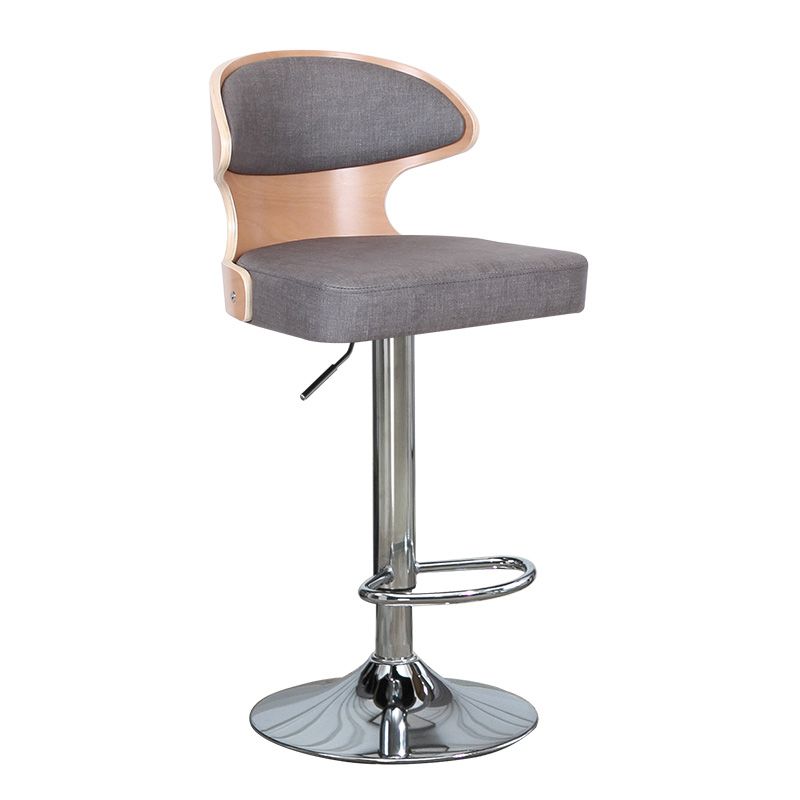 Modern Backrest Liftable Stool Steel Household Bar Stool with Cushion and Pedal