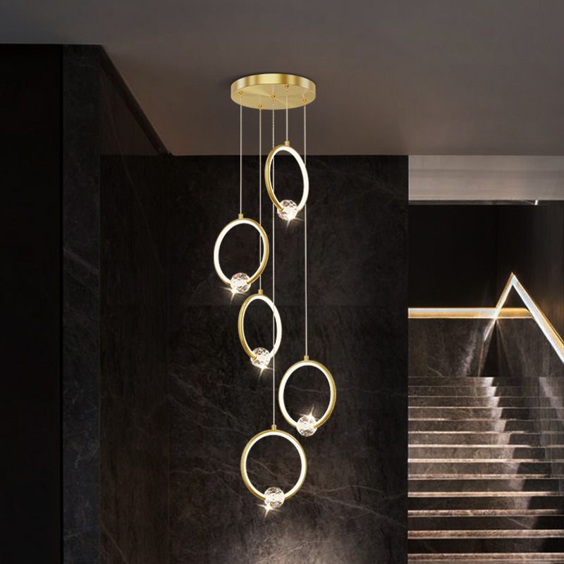 Modern Style Round Shade Hanging Light Crystal Light Pendant Lamp for Dining Room