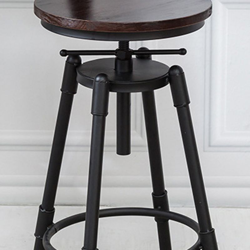 Industrial Armless Elevatable Counter Stool Iron Bar Stool with Pedal for Cafe