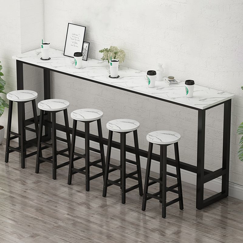 Glam Indoor Bar Stool Table Rectangle Bar Dining Table with Footrest