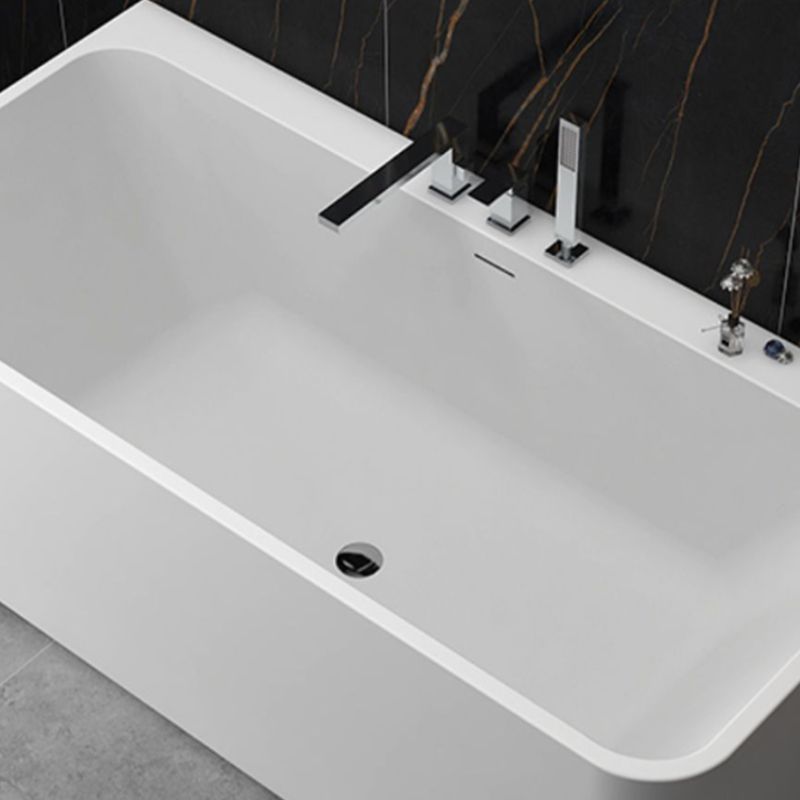 Modern Style Stone Soaking Bathtub Rectangle Back to Wall Bathtub