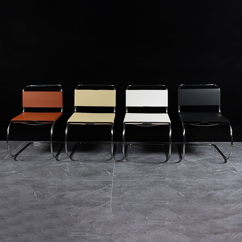 Armless Low Back Desk Chair Modern Faux Leather Home Office Chair