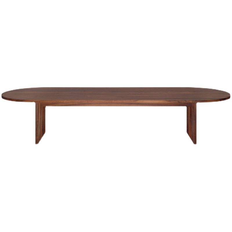 Modern Solid Wood Dining Table Oval Wooden Table with Double Pedestal