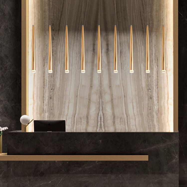 Gold Conical Hanging Light Fixture Simple 1-Light Metal Pendant Lighting for Bar