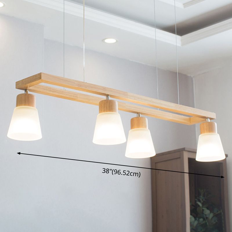 Rectangle Island Pendant Modern Wood Pendant Lighting in Natural Wood