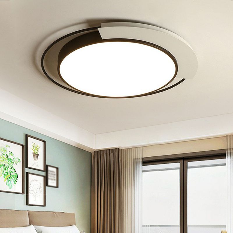 Iluminación circular nórdica empotrada, accesorio acrílico de montaje empotrado LED para sala de estar, en blanco y negro