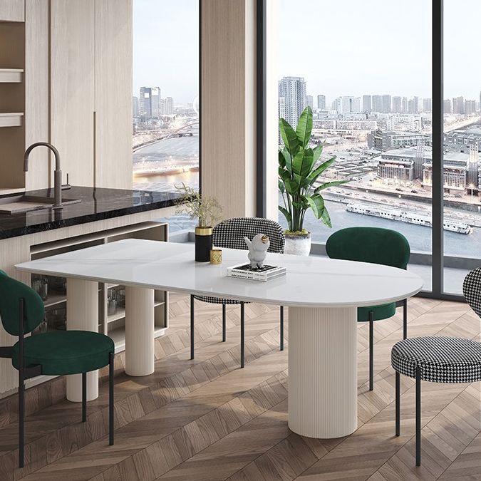 Metal Contemporary Free Form Dining Table Sintered Stone Table with 3 Legs