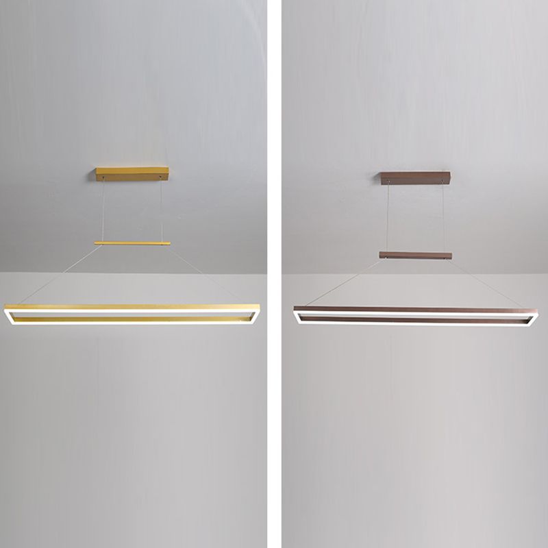 Minimalist Dining Room Island Lamp Aluminum Rectangular LED Pendant Light Fixture