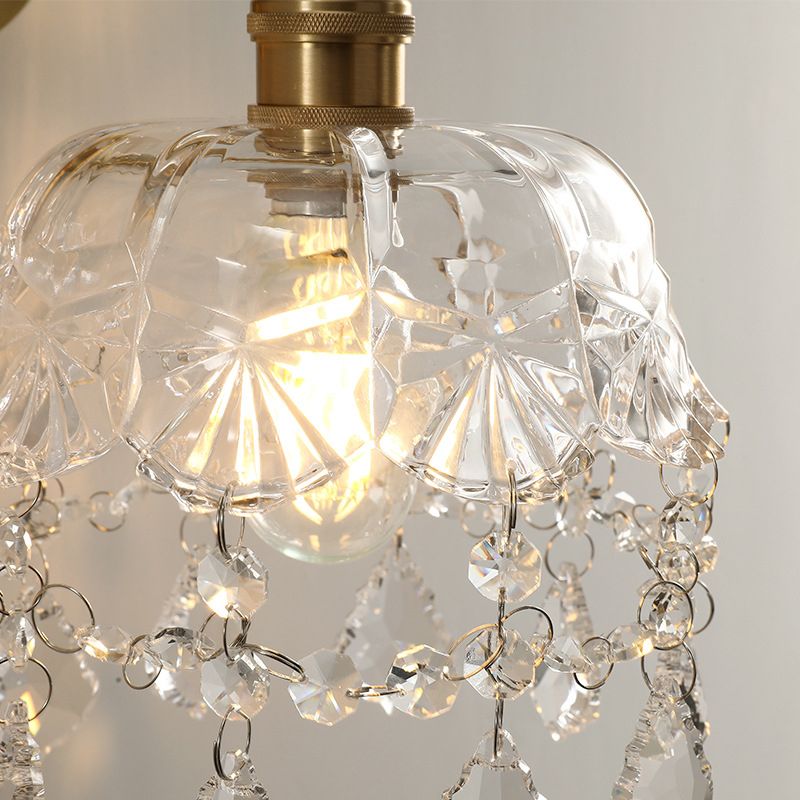 Idee per illuminazione da parete della decorazione della camera da letto moderno semplice con parete con parete in vetro semplice