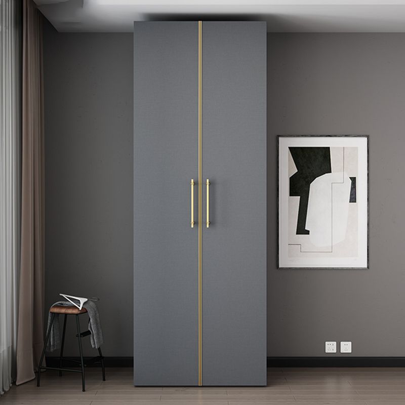 Modern Wardrobe Closet Grey Engineered Wood Wardrobe Cabinet