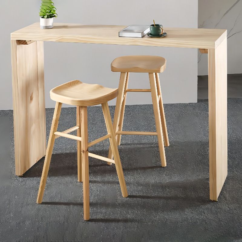 Rectangle Standard Height Bar Table Pine Solid Wood Bar Dining Table with Double Pedestal