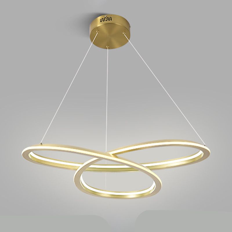 Lampadario in alluminio elettroplato a pendente lineare a LED di lusso moderno con tonalità in silicone