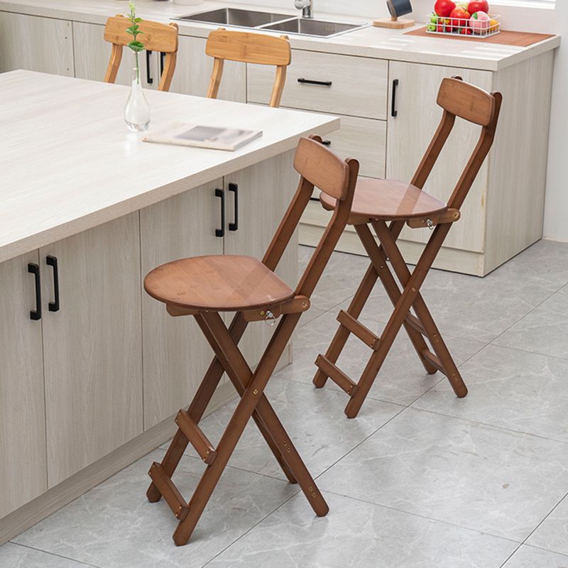 Contemporary Home Folding Stool Matte Finish Bamboo Barstool