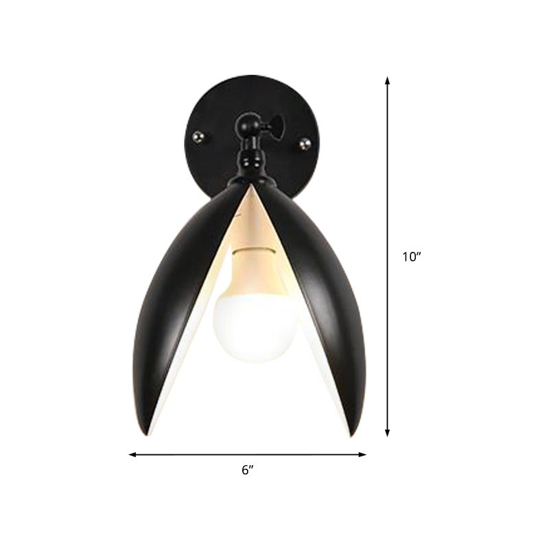 Blooming Bud Wall Light Modern Metal 1 Light Black/White Wall Mounted Light for Living Room