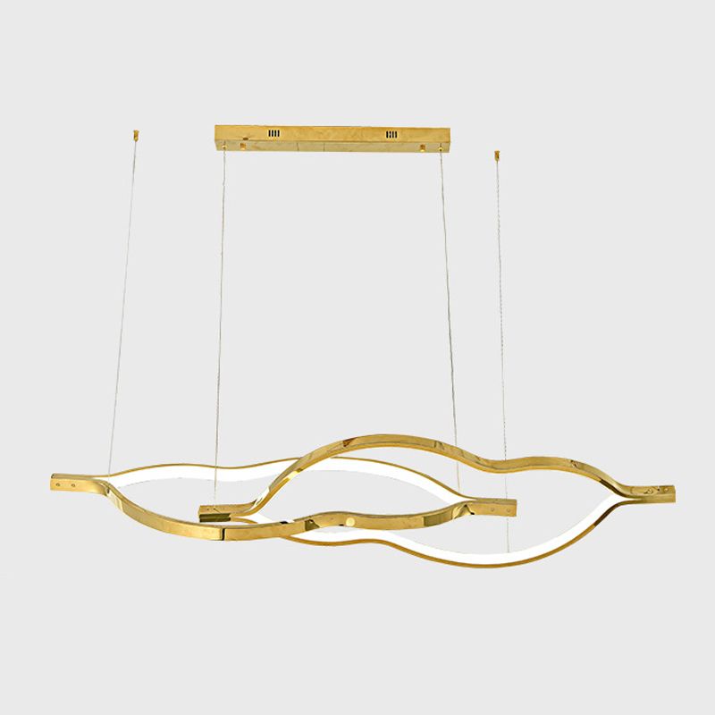 Metal Linear Shape Chandelier Light Modern Style 2 Lights Chandelier Light Fixture in Gold