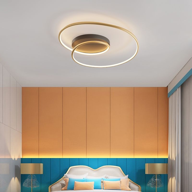 Modern Metal Flush Mount Linear Shape Flush Ceiling Light in Black and Gold with Acrylic