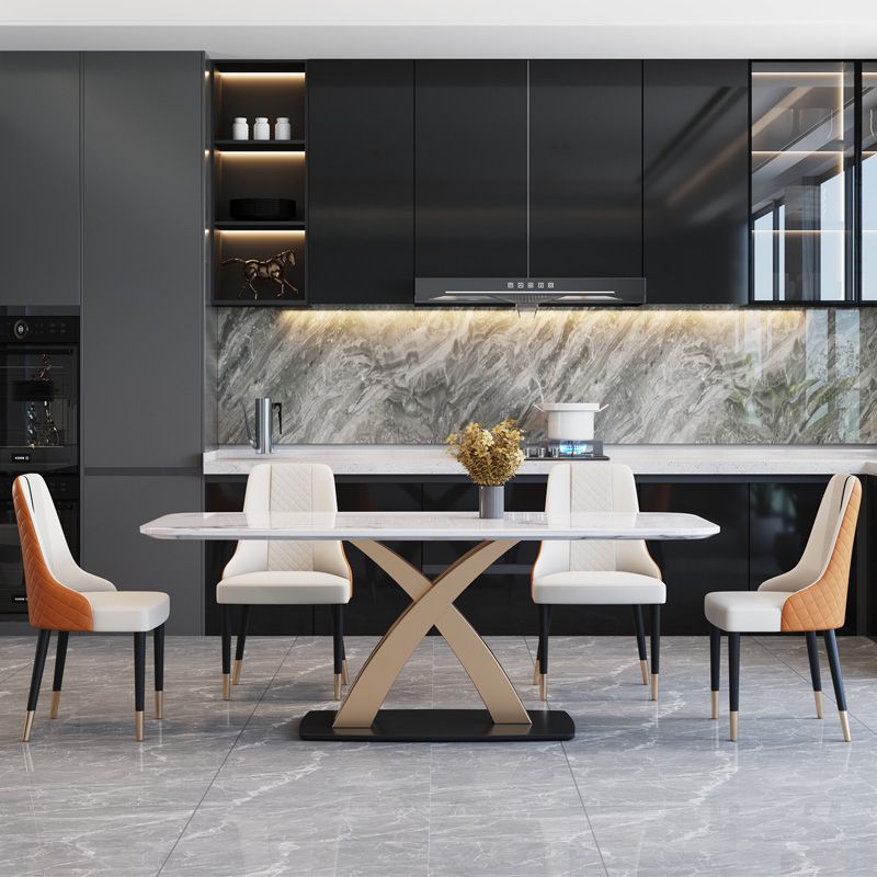 Modern Style Marble Table with White Rectangle Shape Table for Home Use