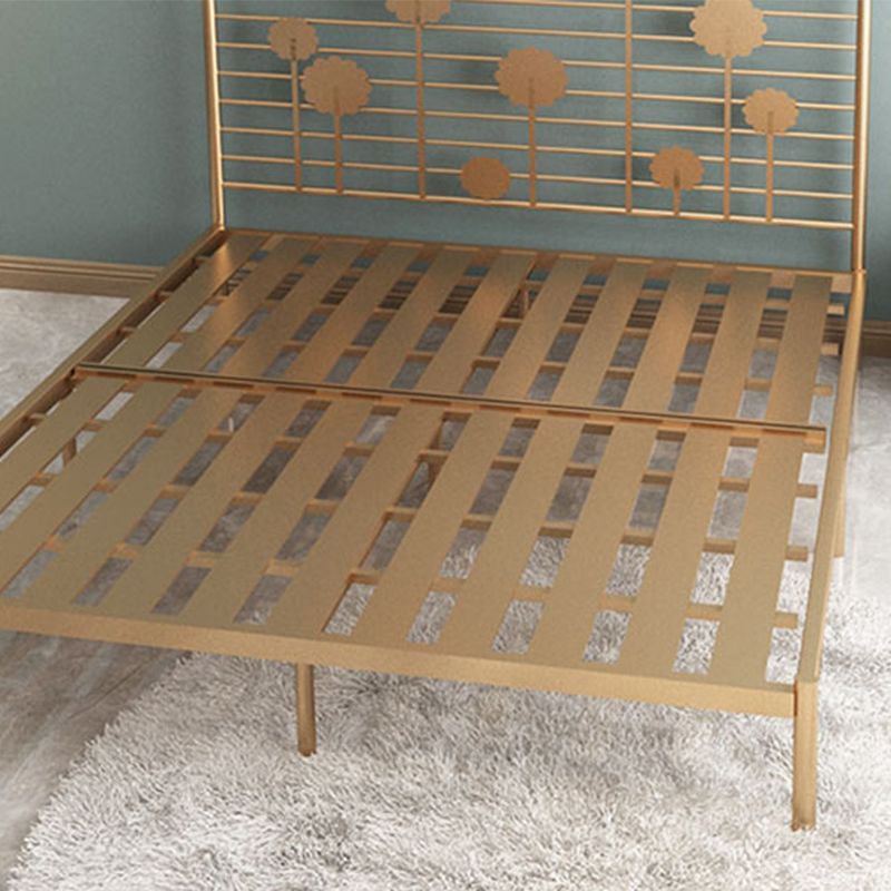 Glam Open-Frame Bed Metal Rectangular Headboard Standard Bed