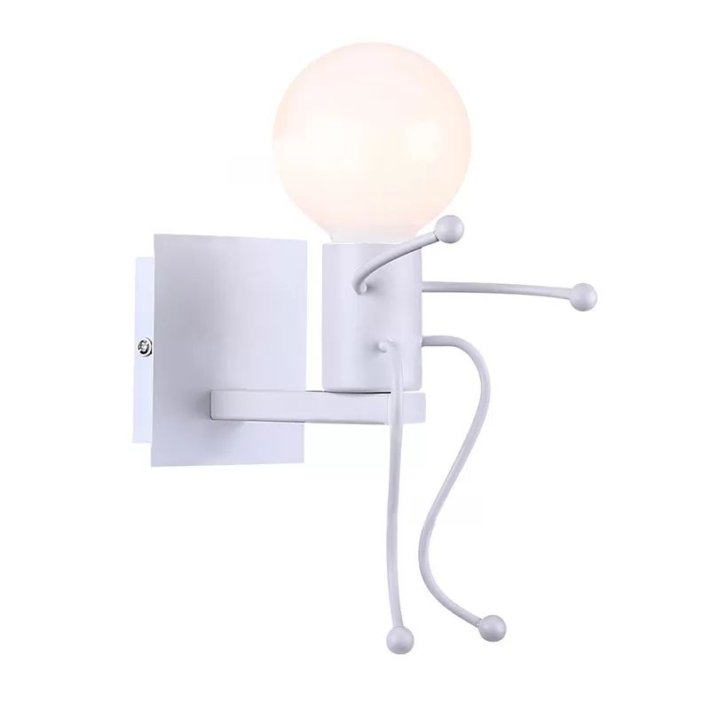 Sitting People Shaped Wall Sconce One Bulb Modern Style Metal Night Light for Bedroom