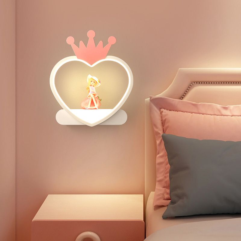 Heart-shaped 1-Light Wall Sconce Kids Style Metal Wall Light Fixture without Decorations