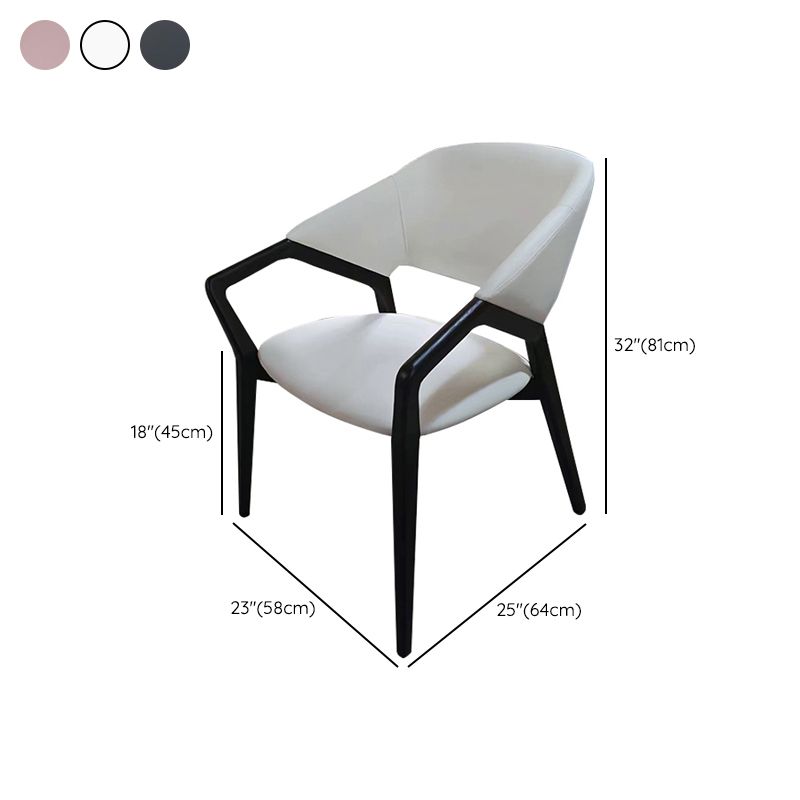 Modern Style Leather Open Back Wooden Frame Home Dining Arm Chair