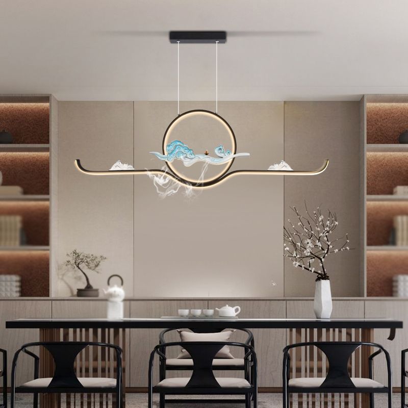 Luces de la isla de forma lineal Luces de estilo contemporáneo 2 accesorios de iluminación colgante de luz