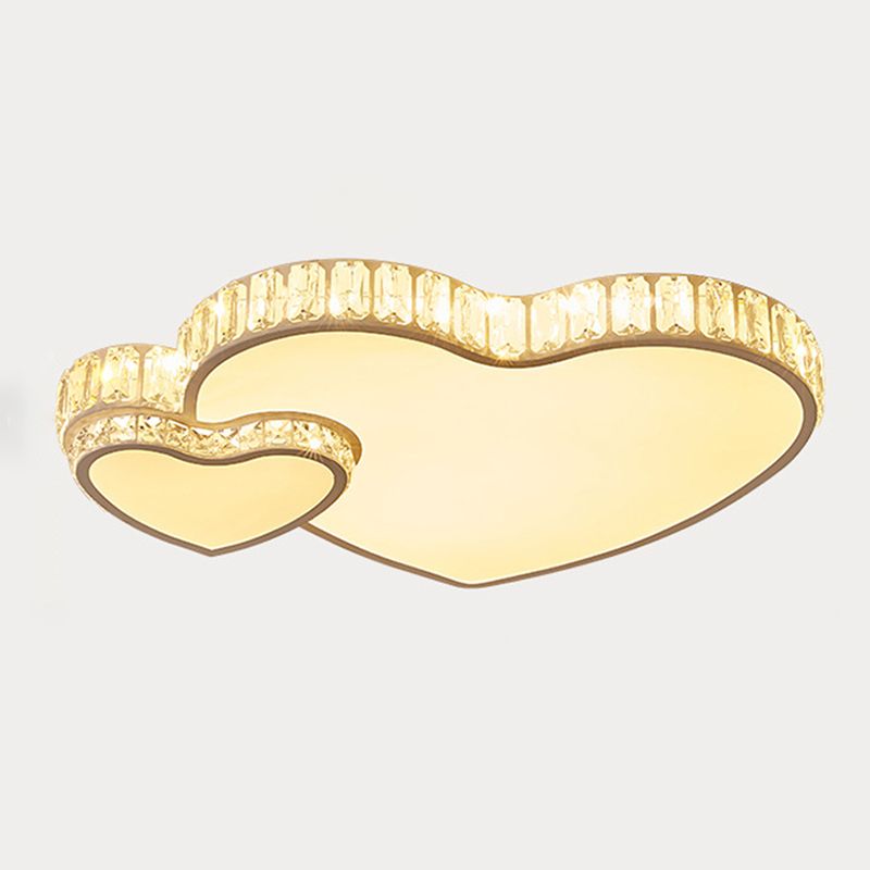 Lámpara de techo con montaje empotrado en forma de corazón de cristal, lámpara de techo empotrada blanca LED moderna