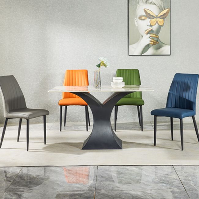 Chaise d'appoint de salle à manger rembourrée de style contemporain, sans accoudoirs, à dossier solide, pour usage domestique
