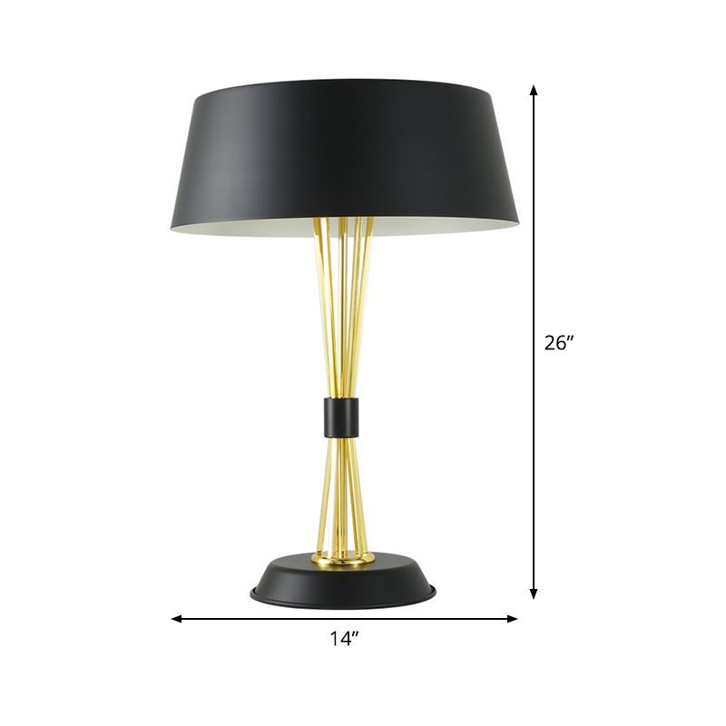 Lampe de nuit à tambour en métal moderniste 3 têtes d'éclairage de tâche noir pour le salon