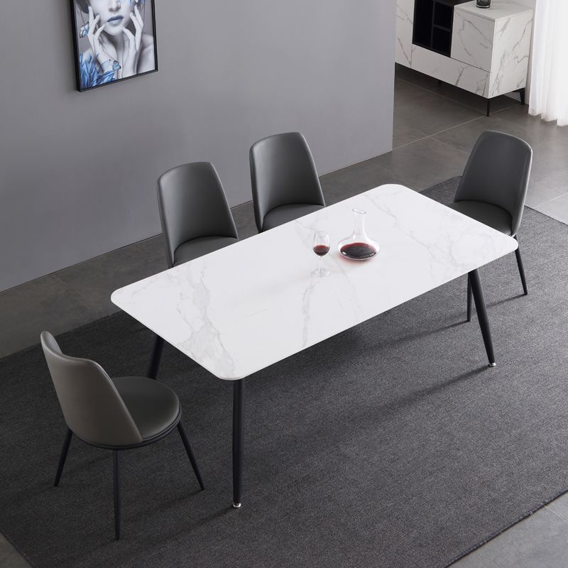Industrial Sintered Stone Dining Table 4 Legs Base Rectangle Table for Home