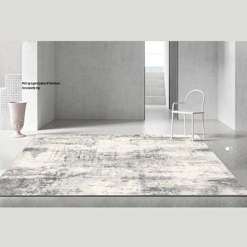 Grey Modern Rug Polyester Graphic Area Rug Non-Slip Backing Indoor Rug for Living Room