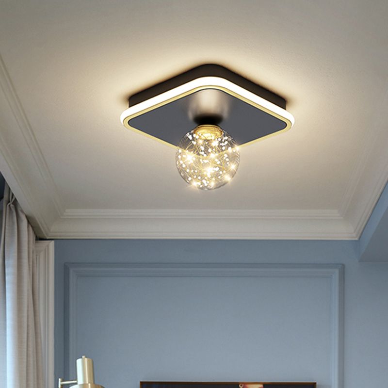 1-Light LED Metal Flush Mount Light New Modern Black Flush Ceiling Light for Hallway