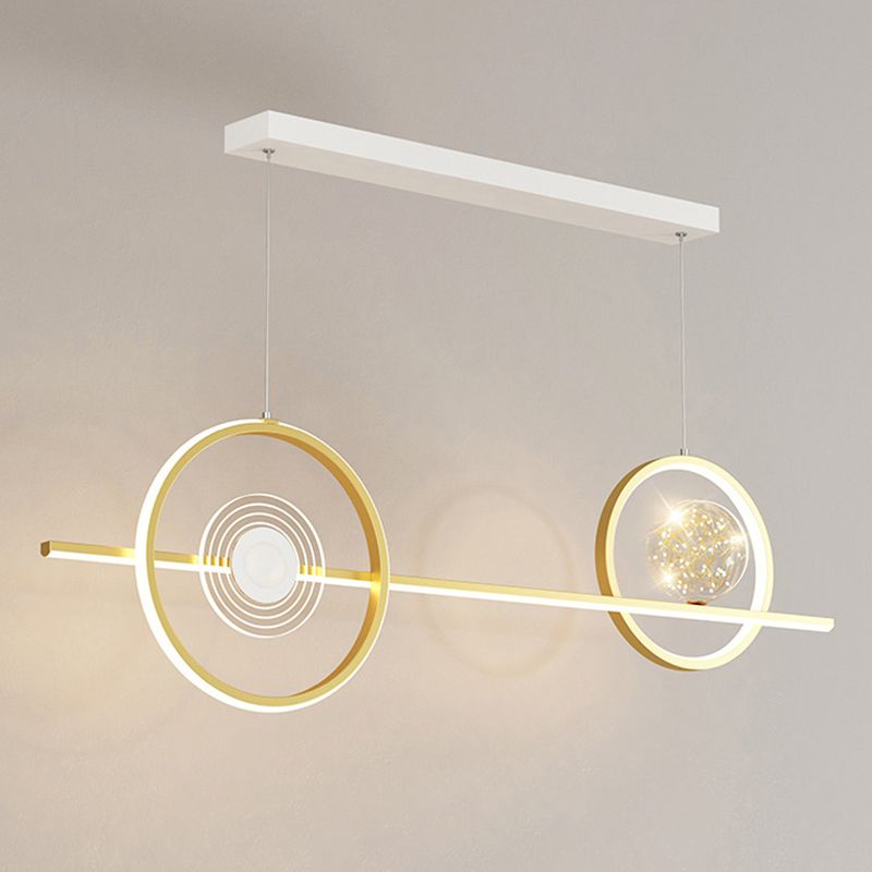 Geometric Island Pendant Lights Modern Chandelier Metal Island Lighting 4 Light in Gold