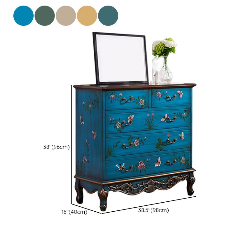 Traditional Storage Chest Solid Wood Storage Chest Dresser with 5 Drawers