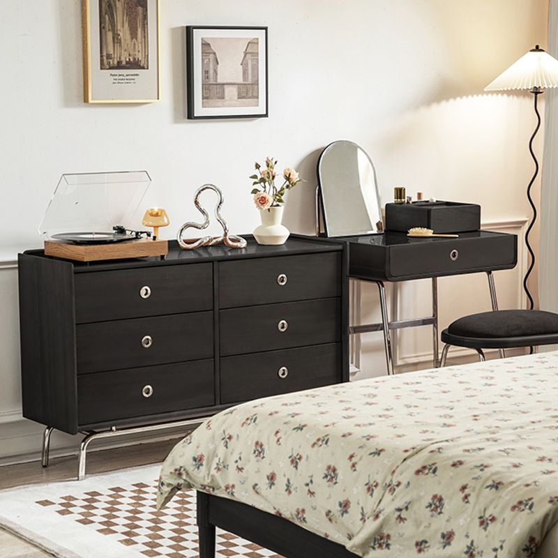 Ultra Modern Horizontal Double Dresser Solid Pine Storage Chest Dresser for Bedroom
