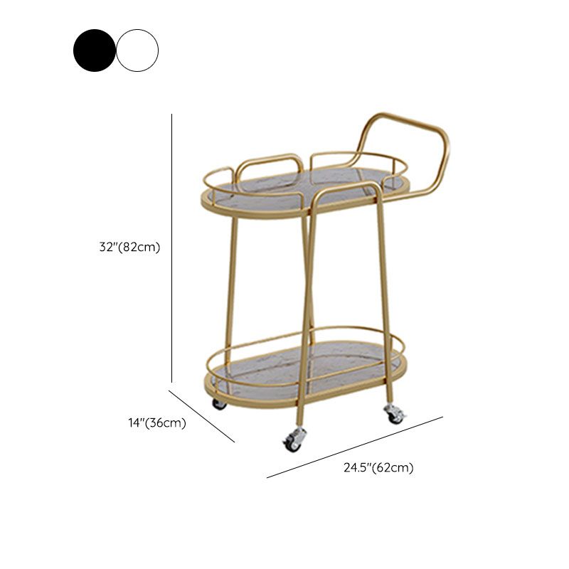 Dining Room Prep Table in Gold Legs Kitchen Trolley with Casters