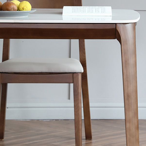 Rectangle 4 Legs Mid-Century Table White Fixed Table of Sintered Stone
