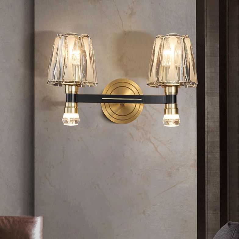 Copper Gold Wall Donce en estilo artístico moderno Truncado Cono Crystal Wall Light para sala de estar
